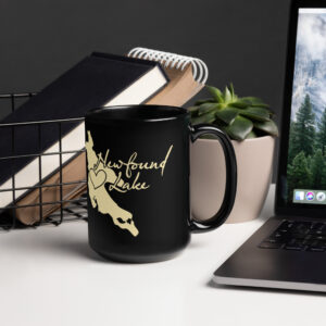 Gold Newfound Lake Black Glossy Mug