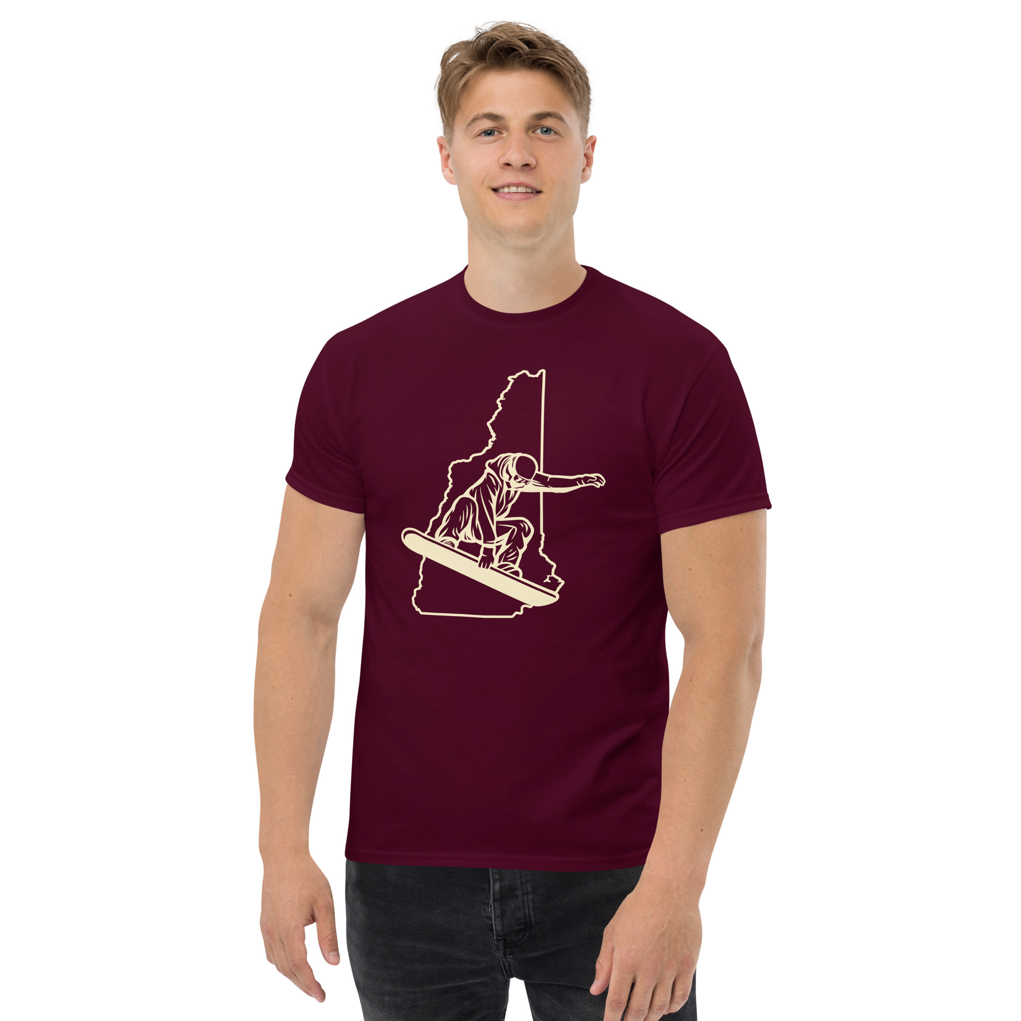New Hampshire Snowboarder in Ivory Unisex classic tee - Image 2