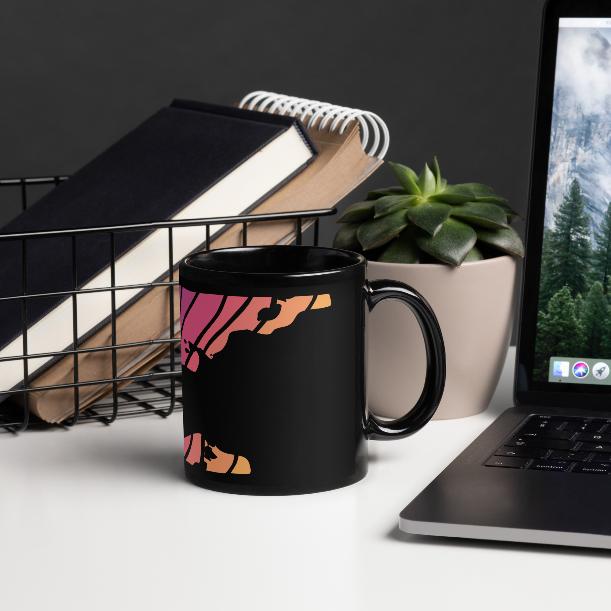 Sunset Strips on Newfound Lake Black Glossy Mug - Image 2