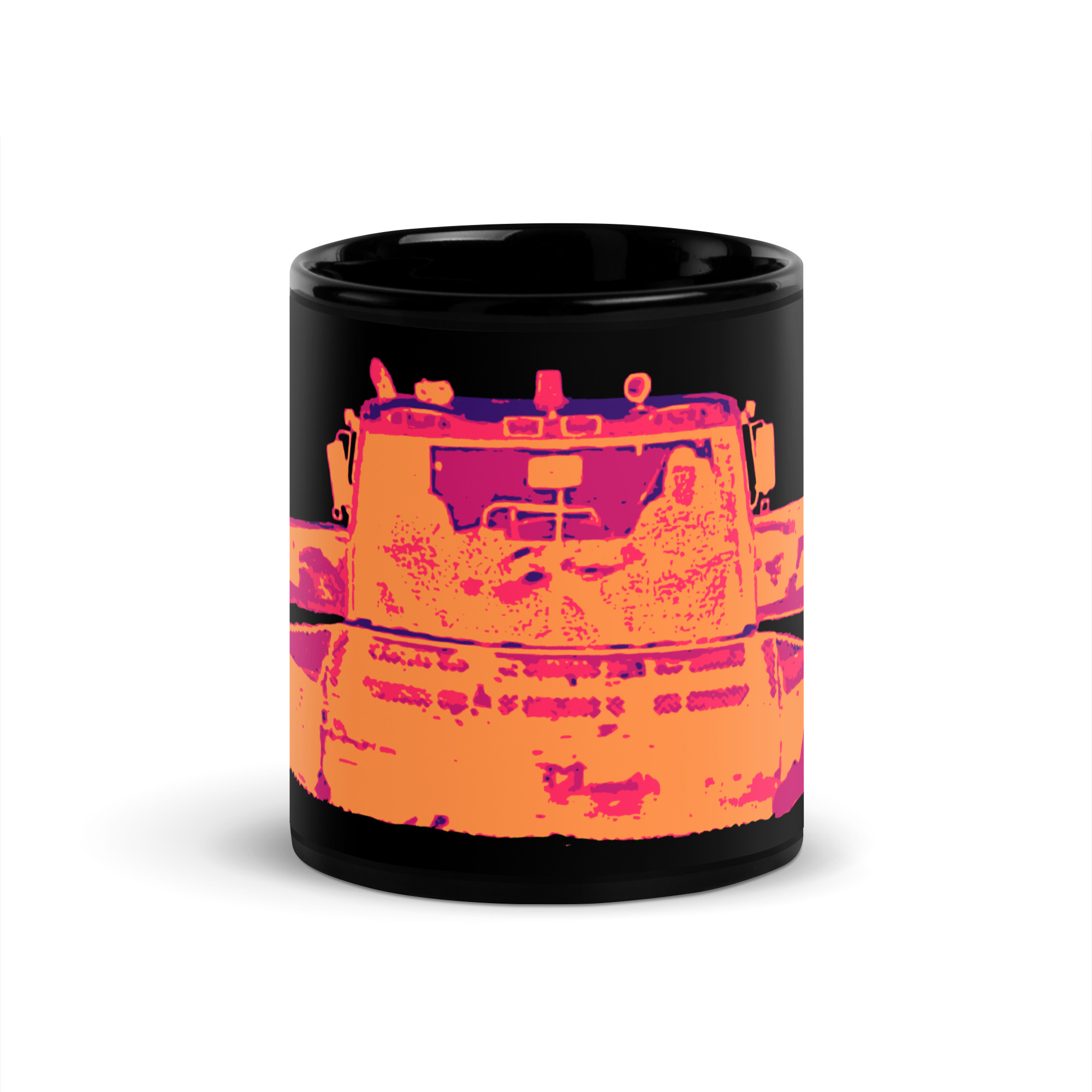 Snowcat Groomer Black Glossy Mug - Image 3