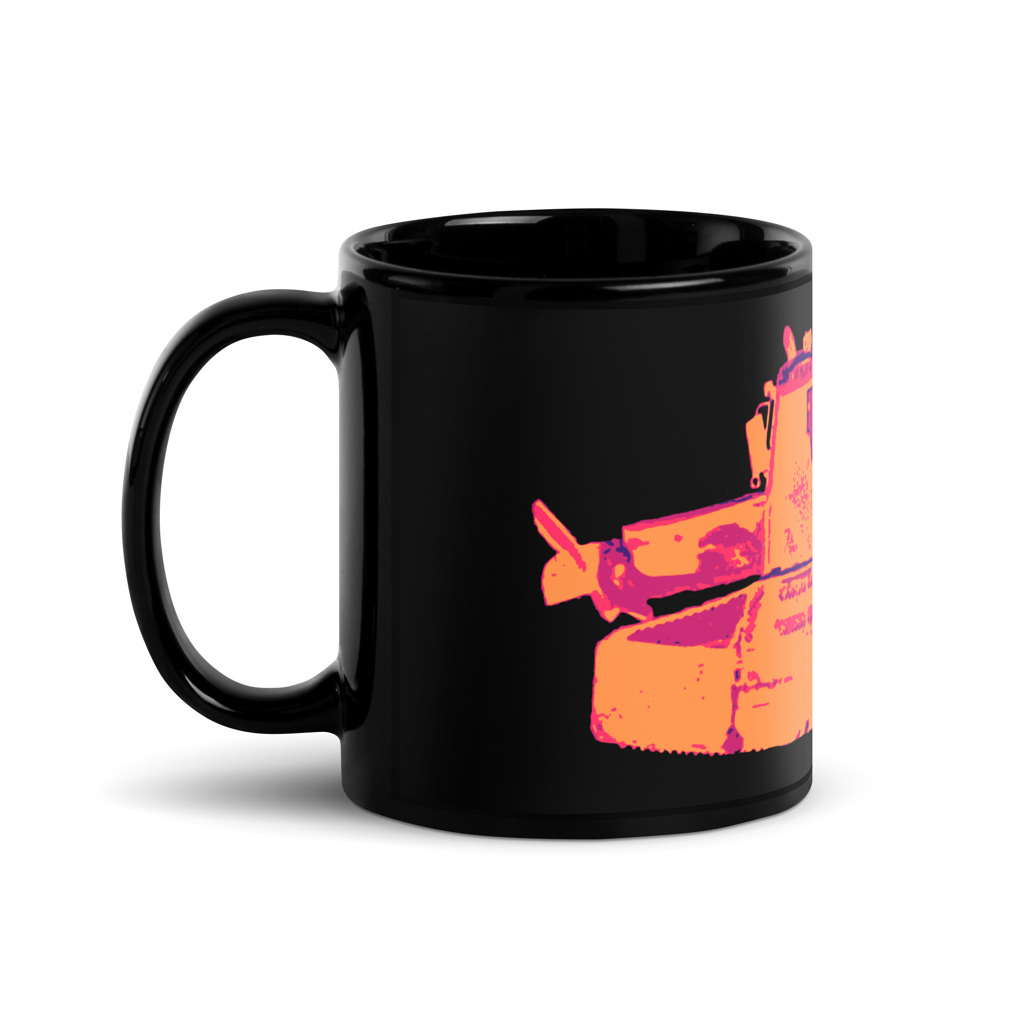 Snowcat Groomer Black Glossy Mug - Image 4