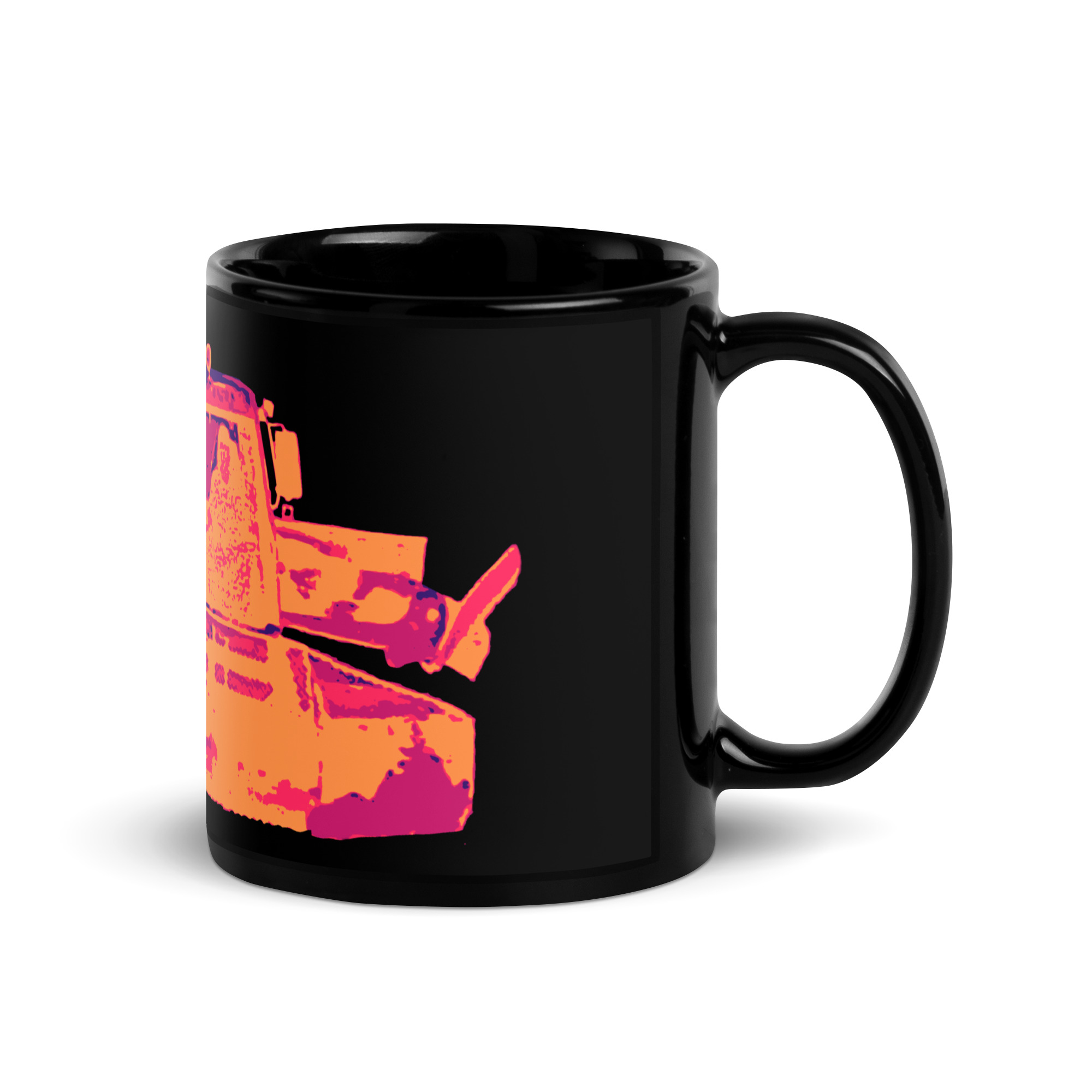 Snowcat Groomer Black Glossy Mug - Image 2