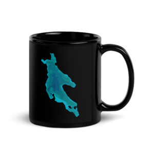 Newfound Lake Depth Black Glossy Mug